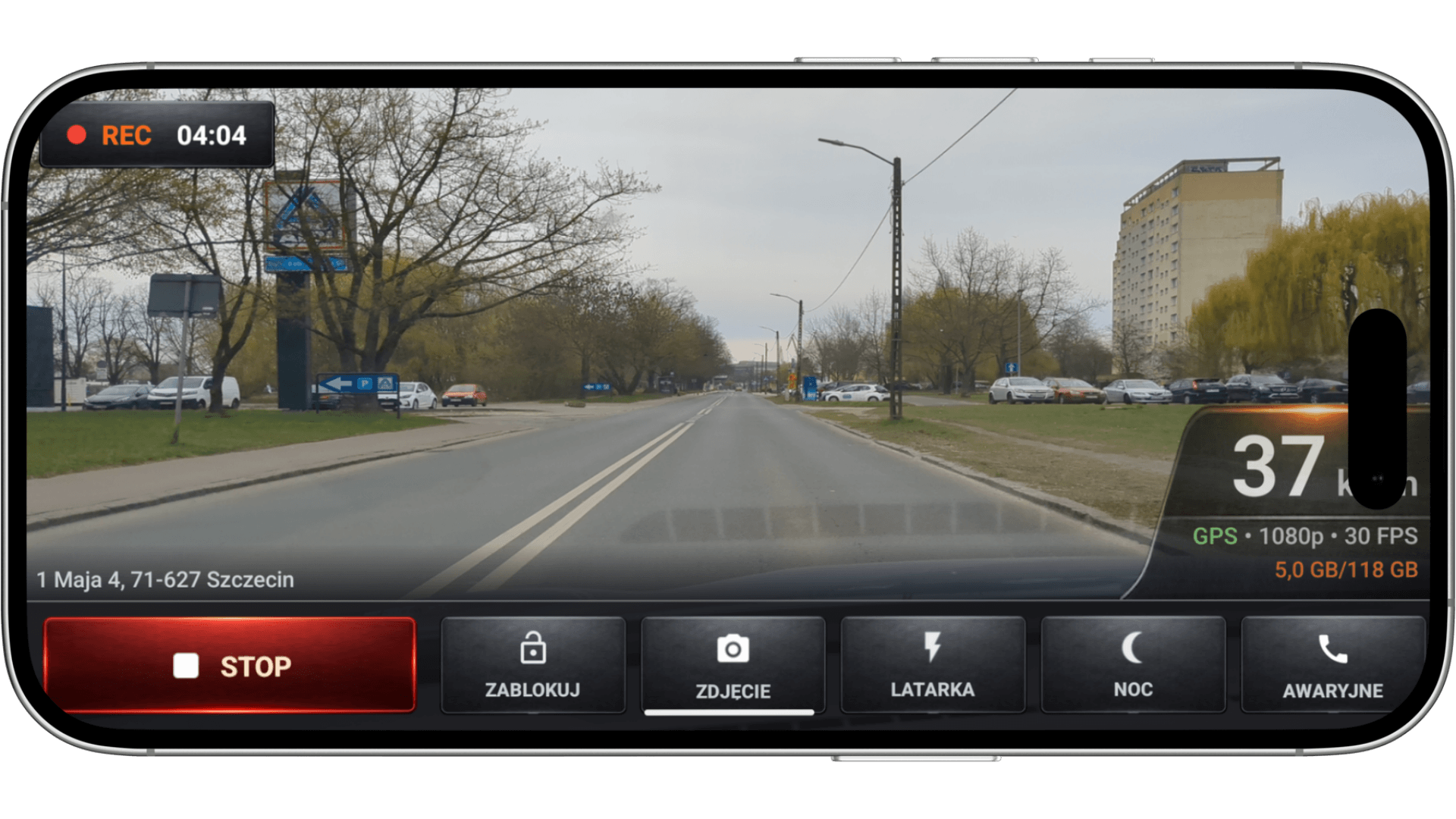 Road Recorder full-screen dashcam recording
